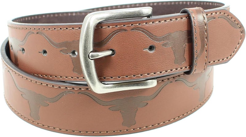 BC Belts حزام جلد بقر طويل مع مشبك معدني بعرض 1.5" مع أزرار - بقر غربي - Image 2